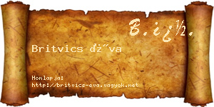 Britvics Éva névjegykártya